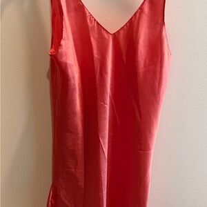 Satin V-Neck Slip Dress in Bright Red